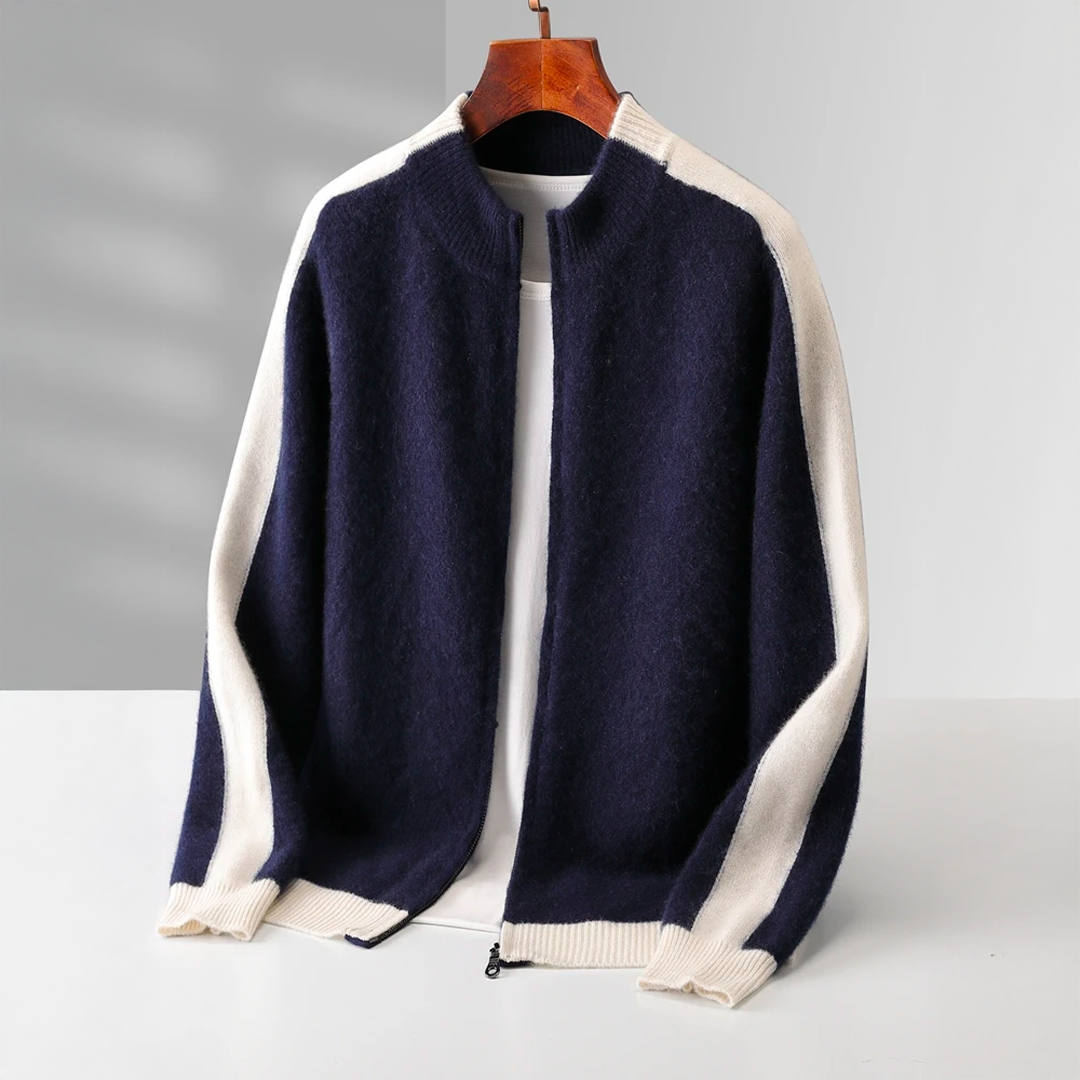 Wynter Striped-Sleeve Cashmere Jacket