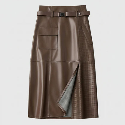 Sienna Buckled Leather Skirt