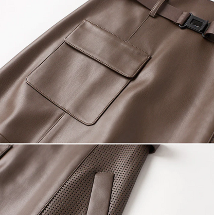 Sienna Buckled Leather Skirt