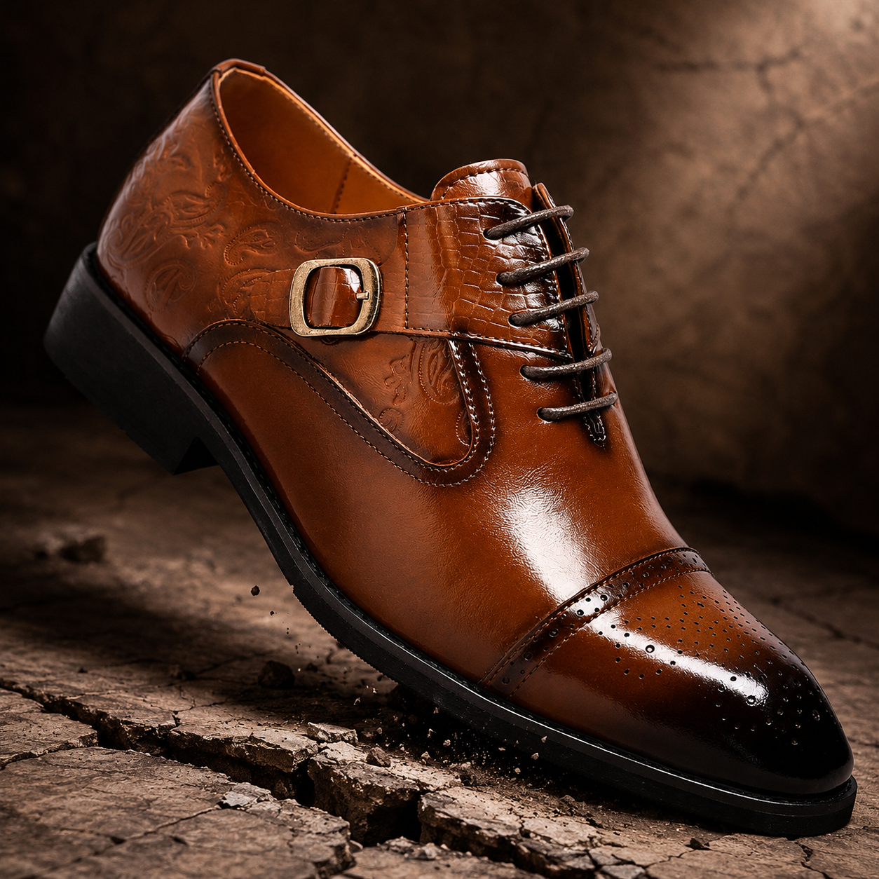 Antiqued Monk-Strap Oxford