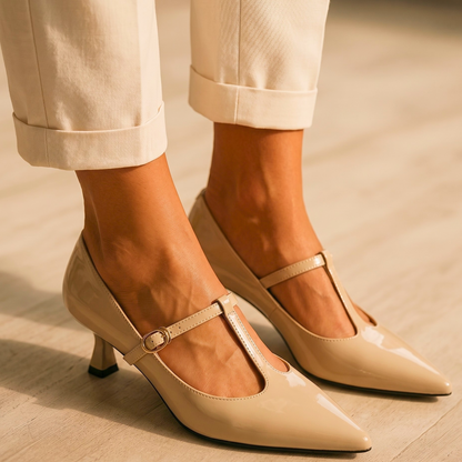 Isadora Patent T-Bar Kitten Heels