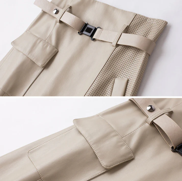 Sienna Buckled Leather Skirt