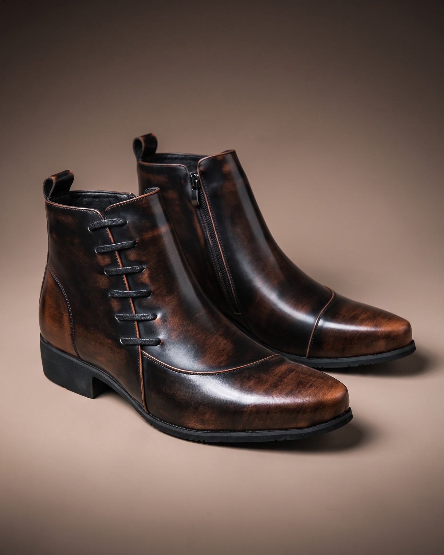Salvatore Burnished Lace-Up Boot