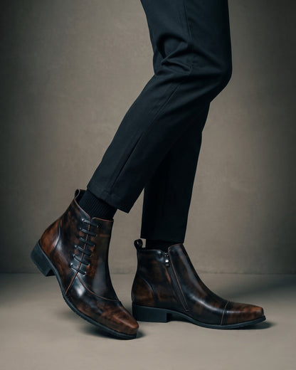 Salvatore Burnished Lace-Up Boot