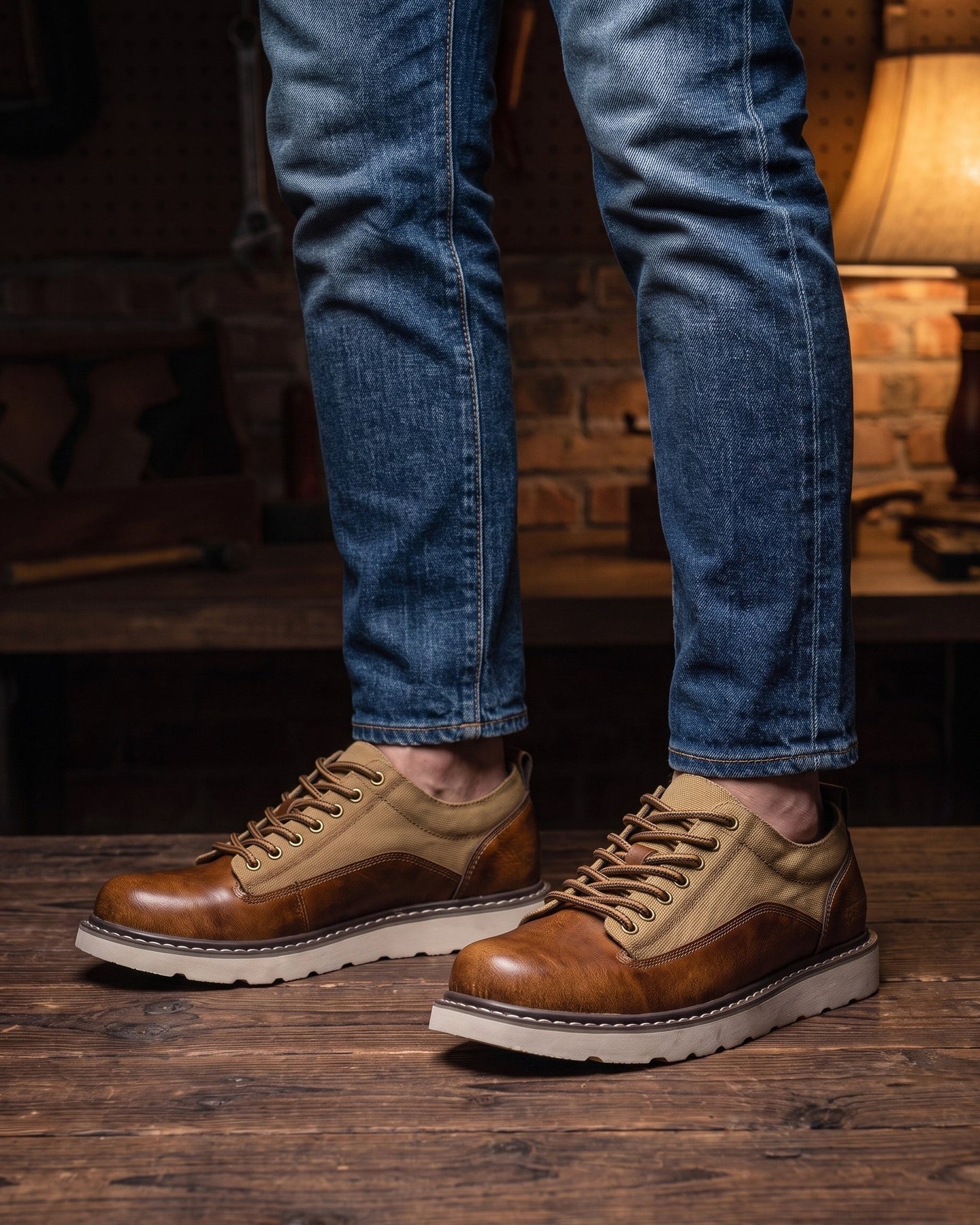 Ashbourne Canvas-Leather Trainer
