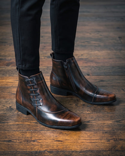 Salvatore Burnished Lace-Up Boot