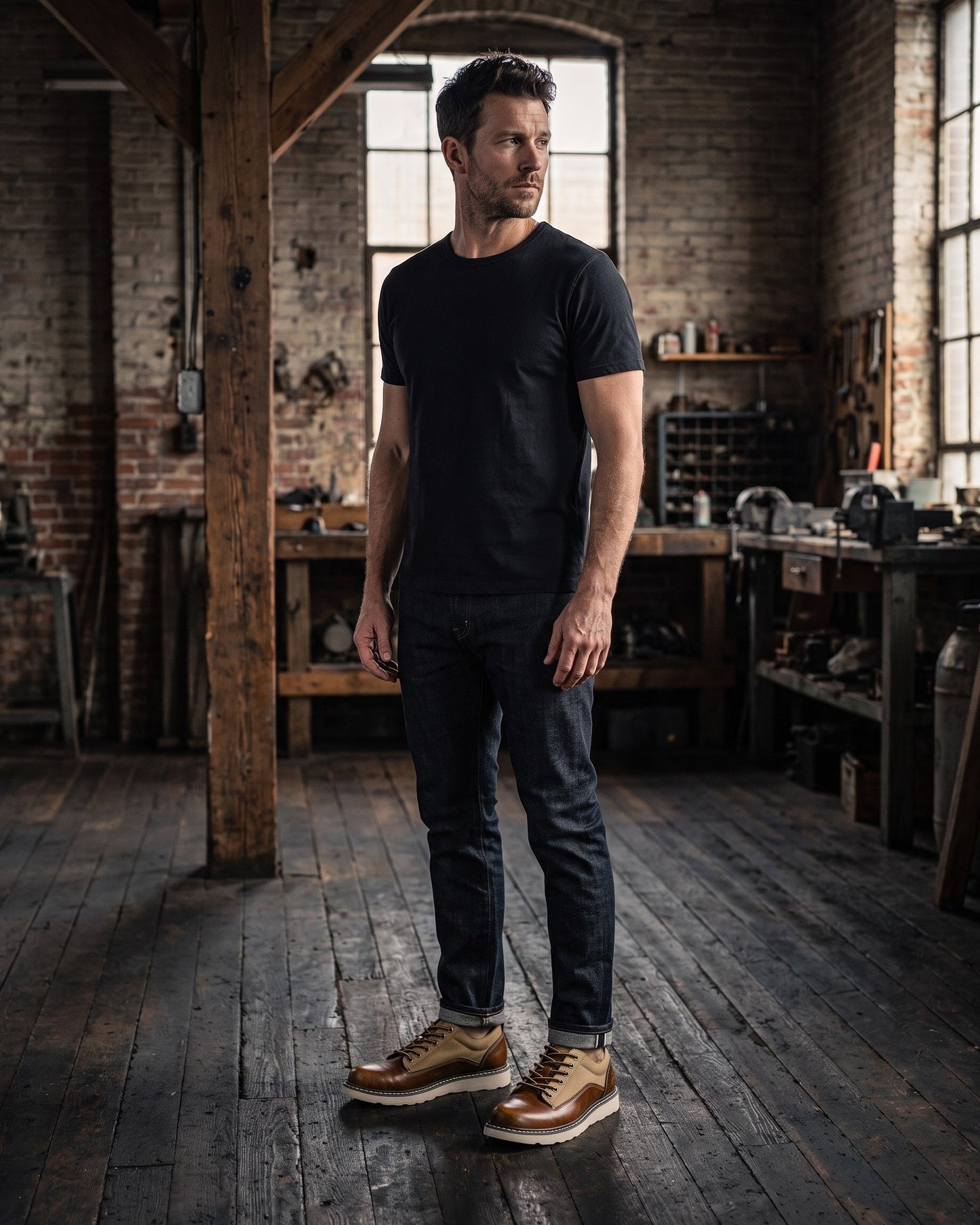 Ashbourne Canvas-Leather Trainer