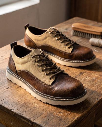 Ashbourne Canvas-Leather Trainer