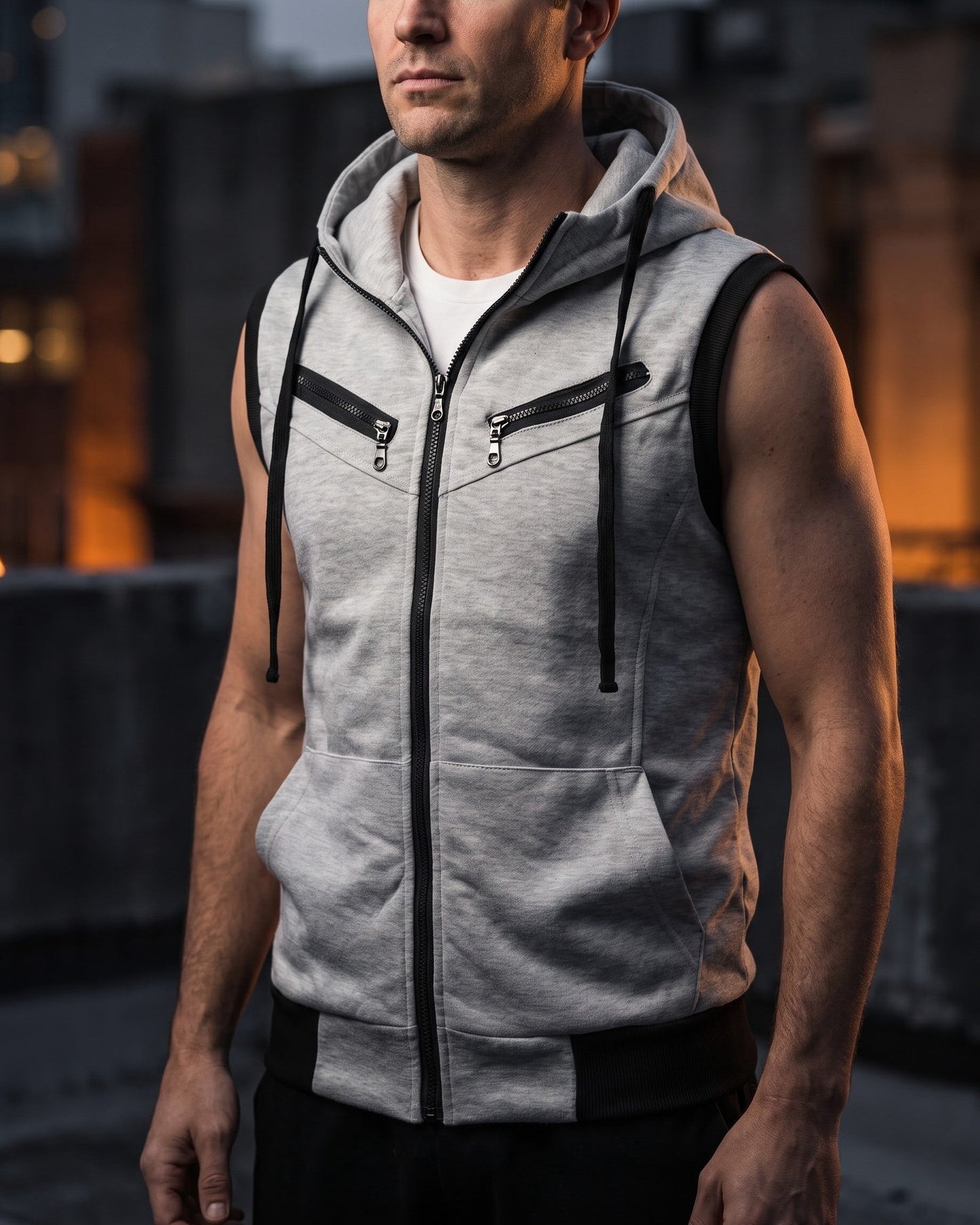 Maddox Sleeveless Zip Hoodie Vest