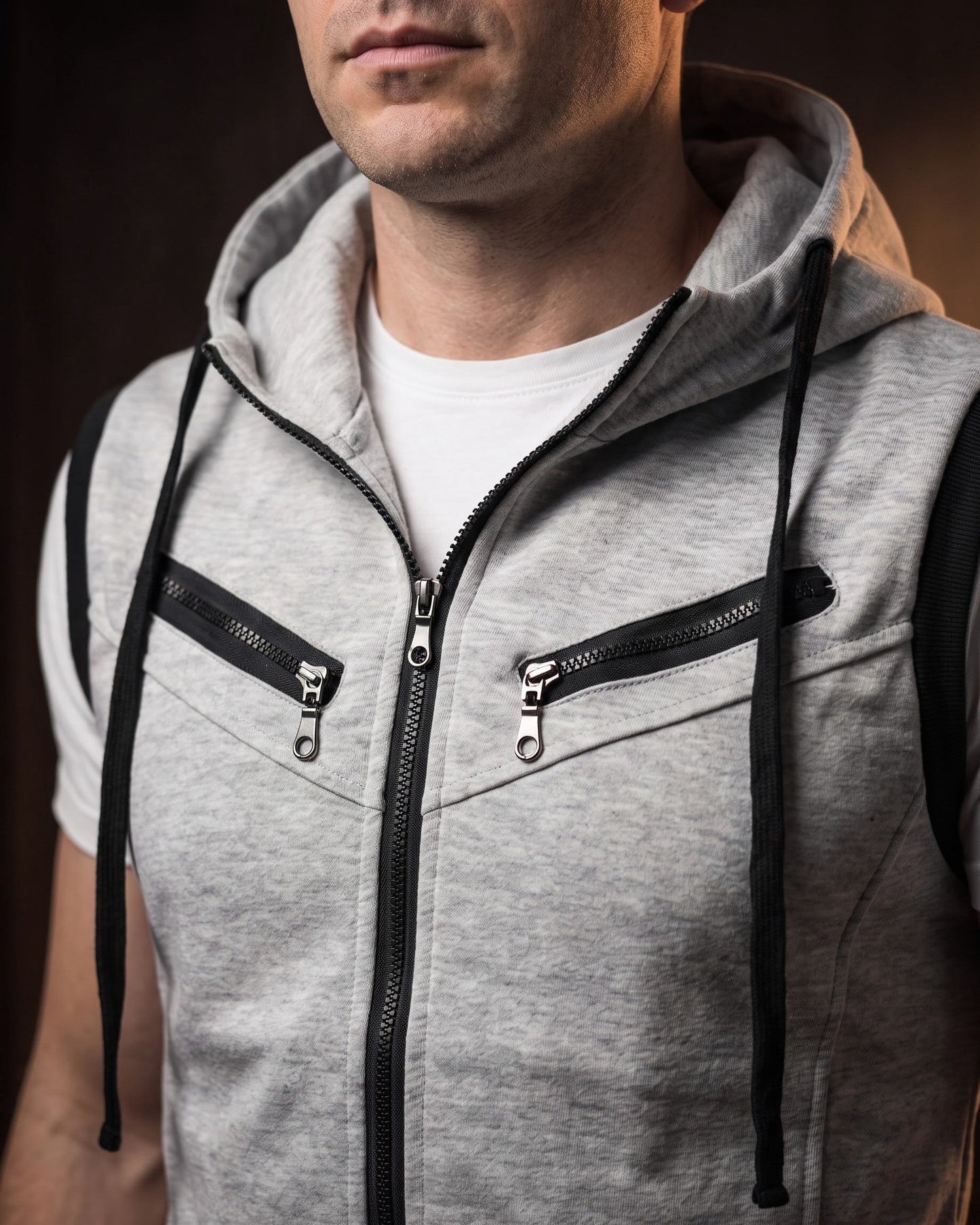 Maddox Sleeveless Zip Hoodie Vest