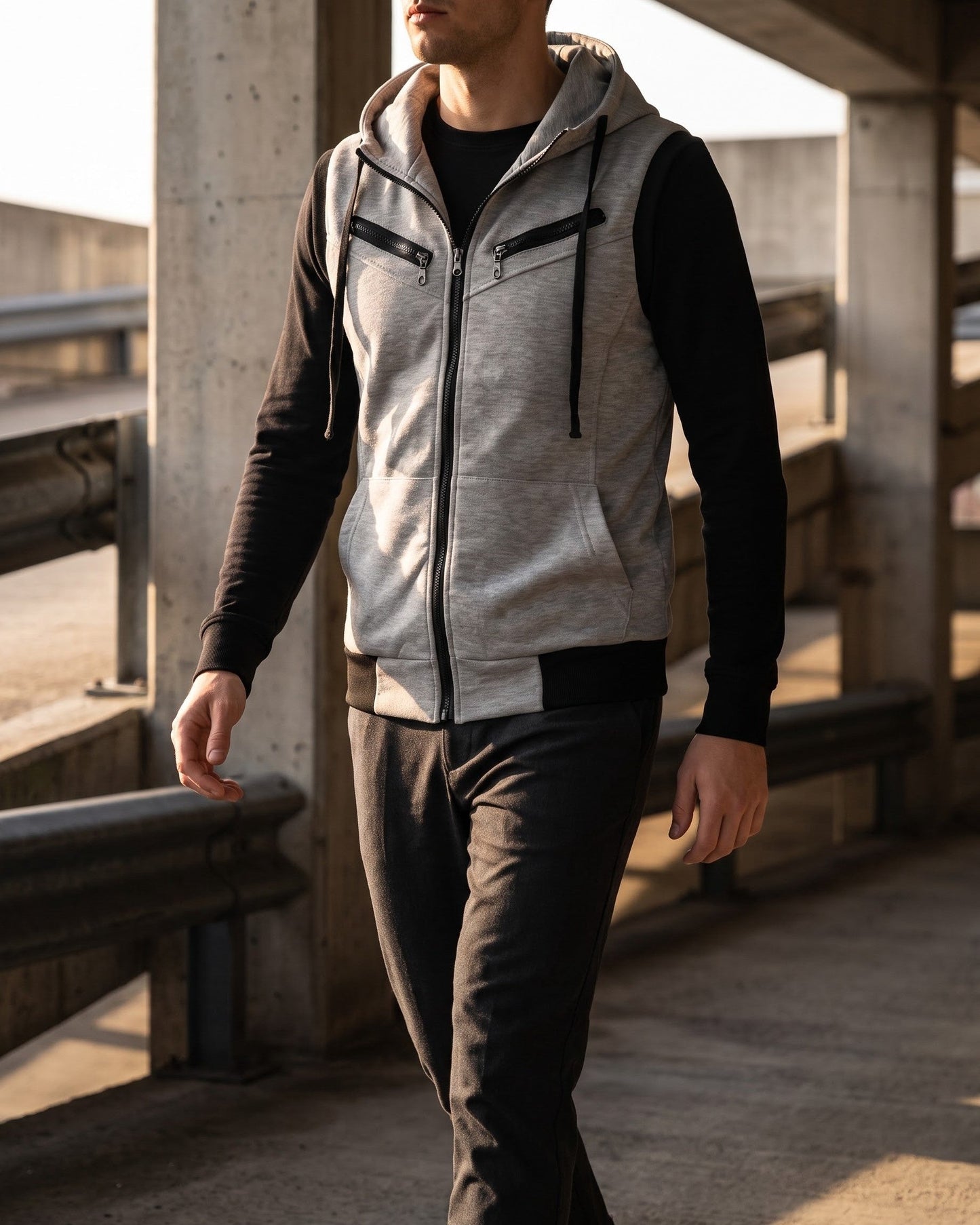 Maddox Sleeveless Zip Hoodie Vest