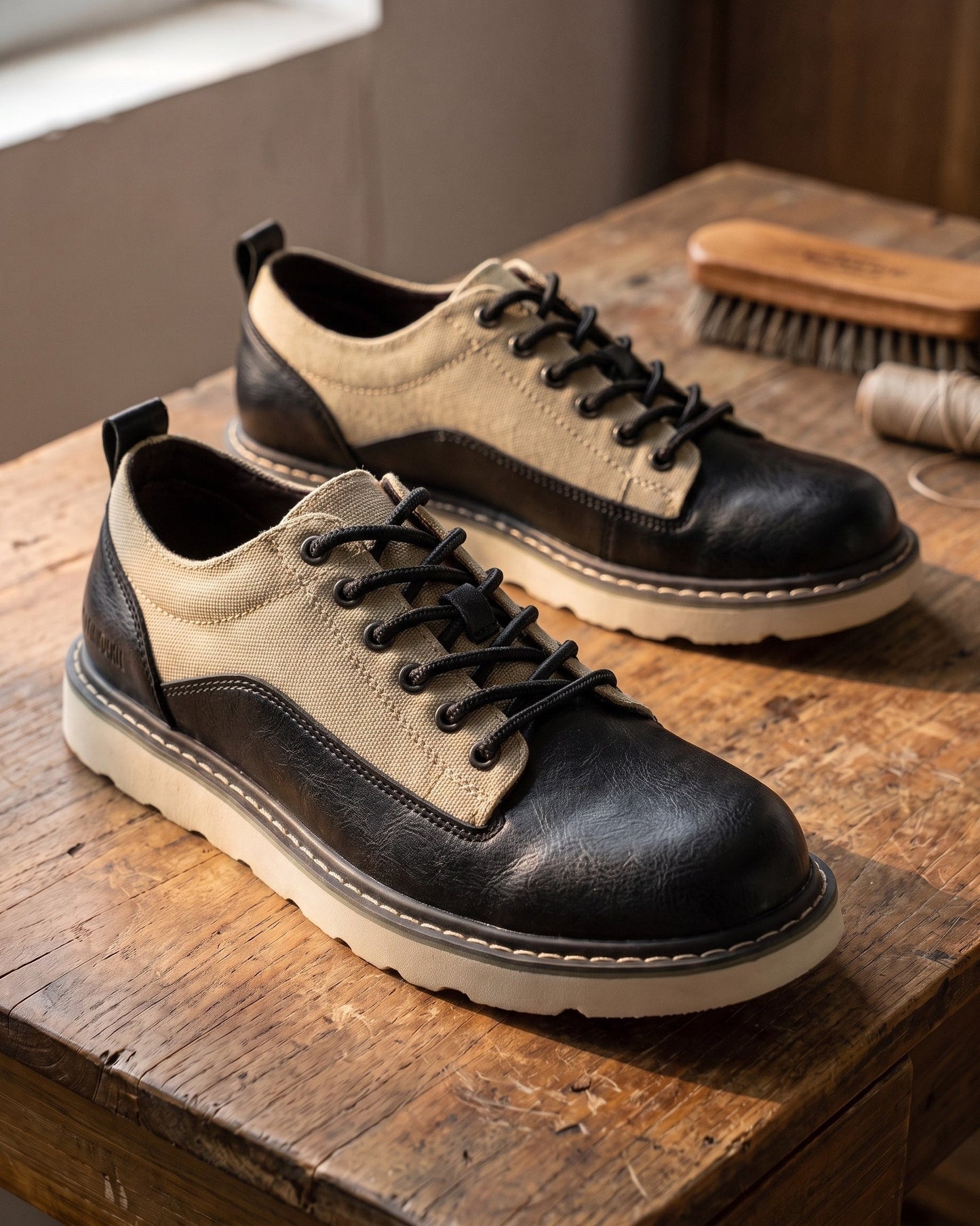 Ashbourne Canvas-Leather Trainer