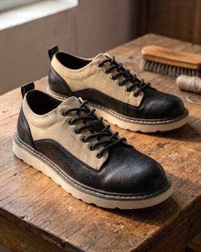 Ashbourne Canvas-Leather Trainer