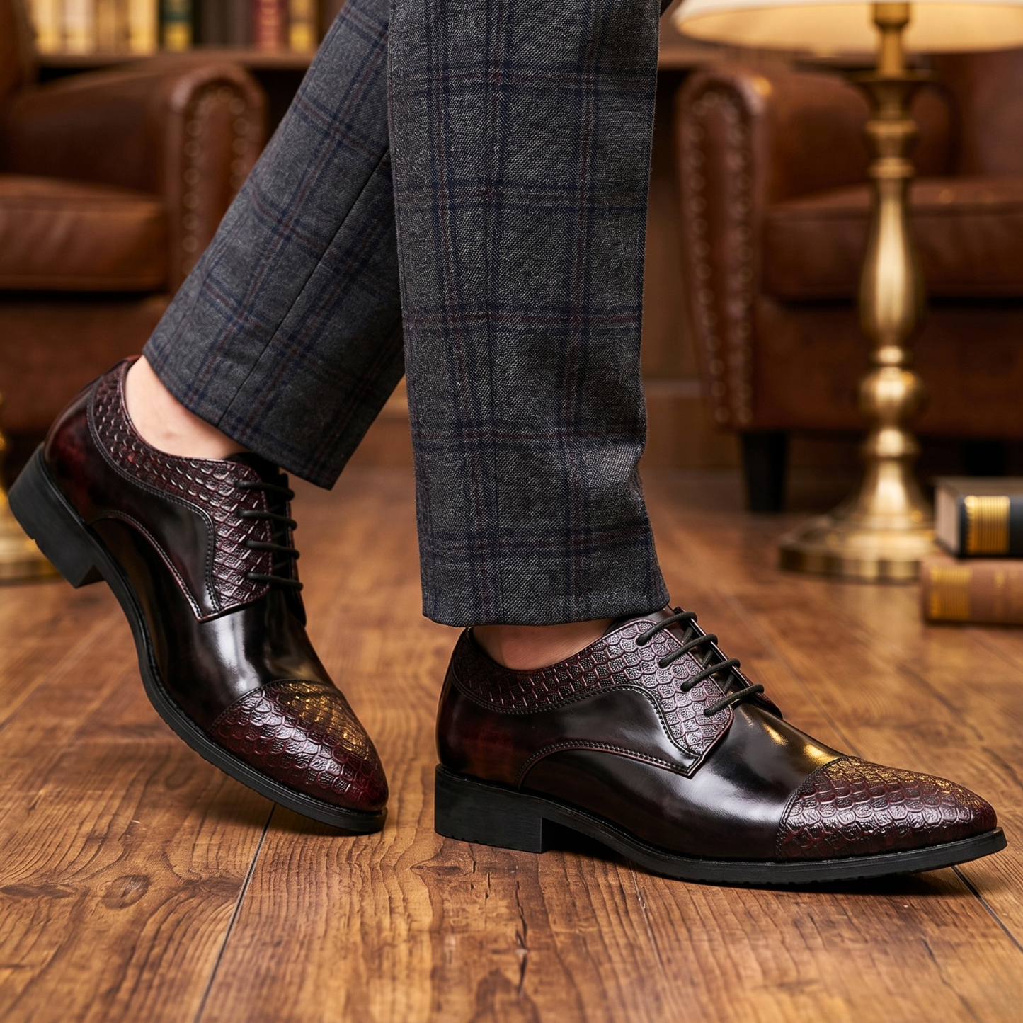 Devereaux Mirror-Vamp Python Toe Derby