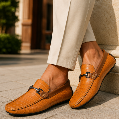 Montecristo Ochre Embossed Leather Loafers