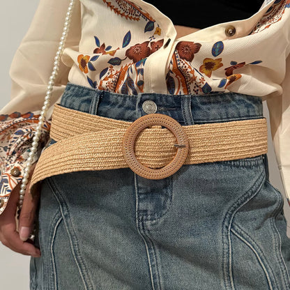 Marais Circle Raffia Belt