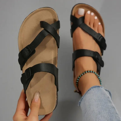 Riviera Cross-Strap Cork Slide