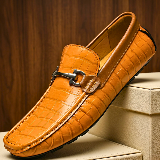 Montecristo Ochre Embossed Leather Loafers