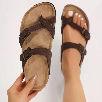 Riviera Cross-Strap Cork Slide