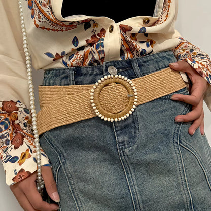 Marais Circle Raffia Belt