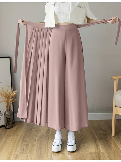 Pleated Wrap Midi Skirt