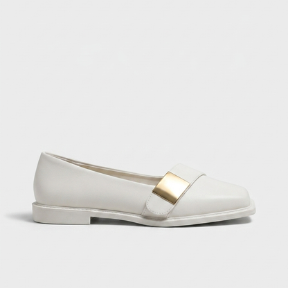 Aurelia Gold-Buckle Leather Loafer