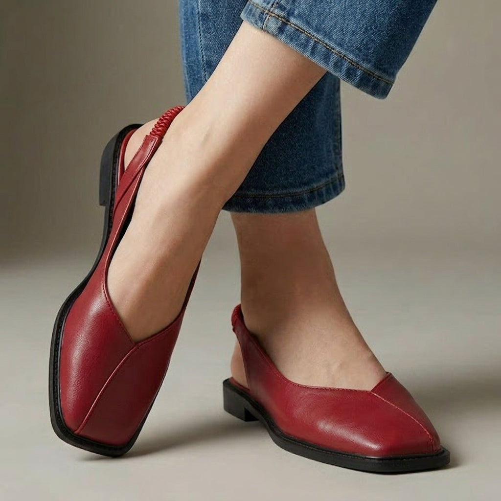 Bordeaux Leather Slingback Flats