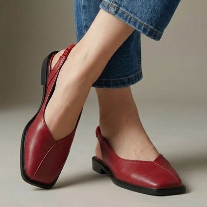 Bordeaux Leather Slingback Flats