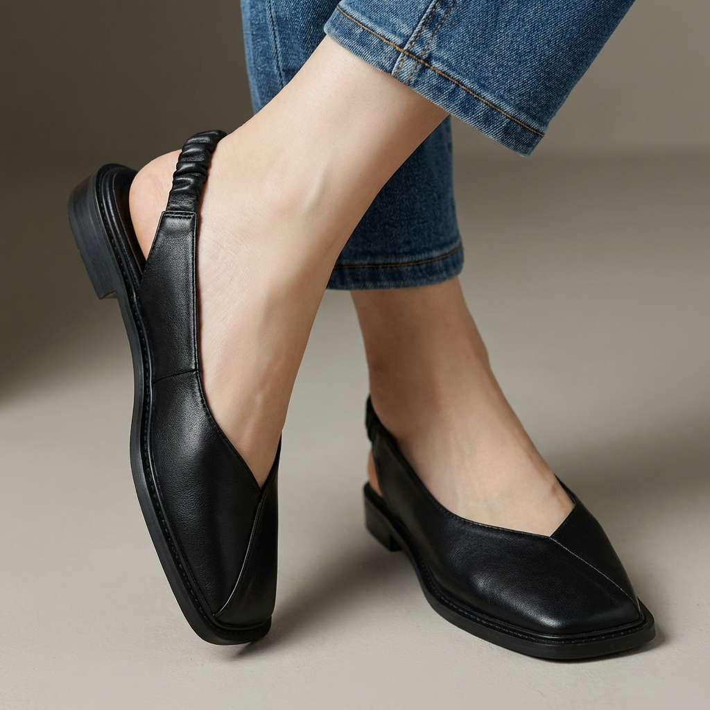 Bordeaux Leather Slingback Flats