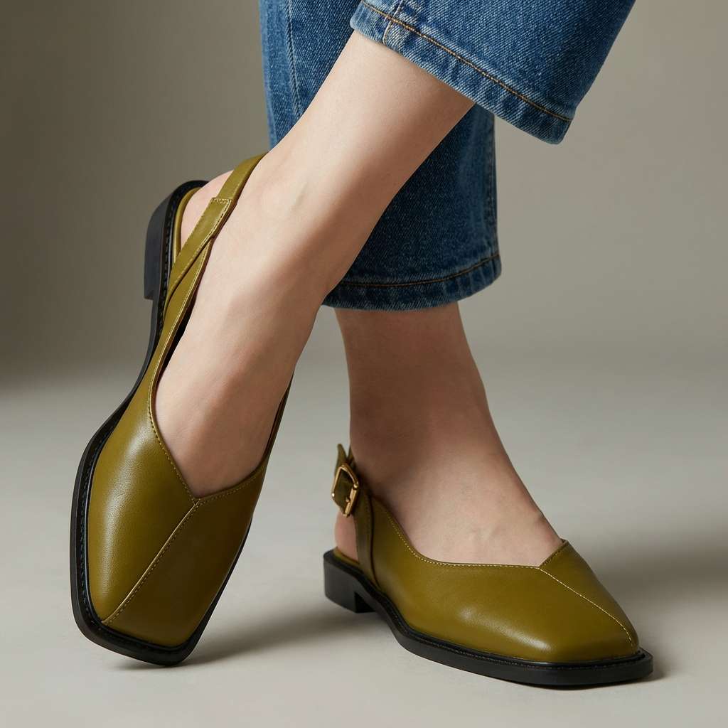 Bordeaux Leather Slingback Flats