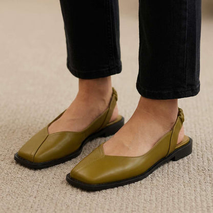 Bordeaux Leather Slingback Flats