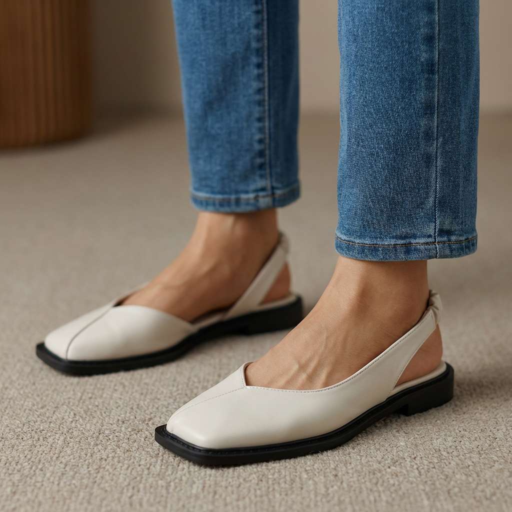 Bordeaux Leather Slingback Flats