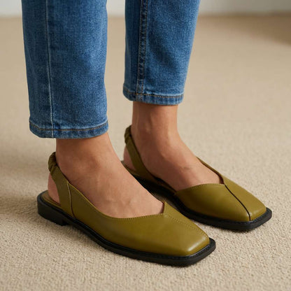 Bordeaux Leather Slingback Flats