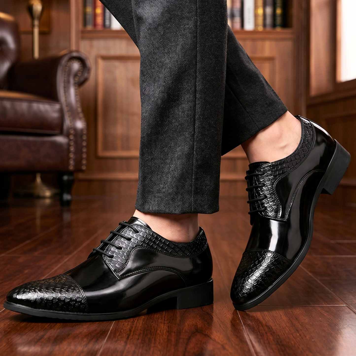Devereaux Mirror-Vamp Python Toe Derby