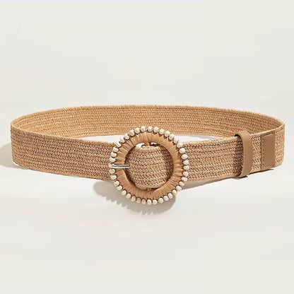 Marais Circle Raffia Belt