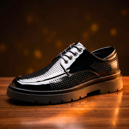 Bordeaux Patent Perforated Lug-Sole Derby