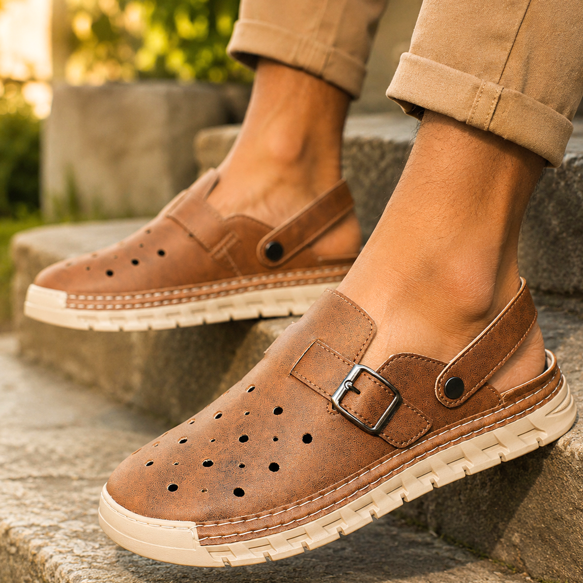 Nero Perforato Leather Mule