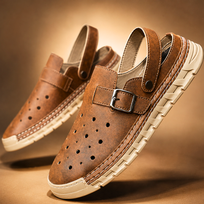 Nero Perforato Leather Mule