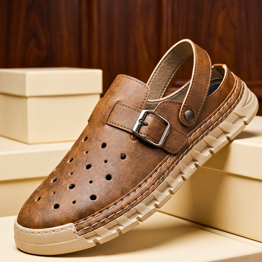 Nero Perforato Leather Mule