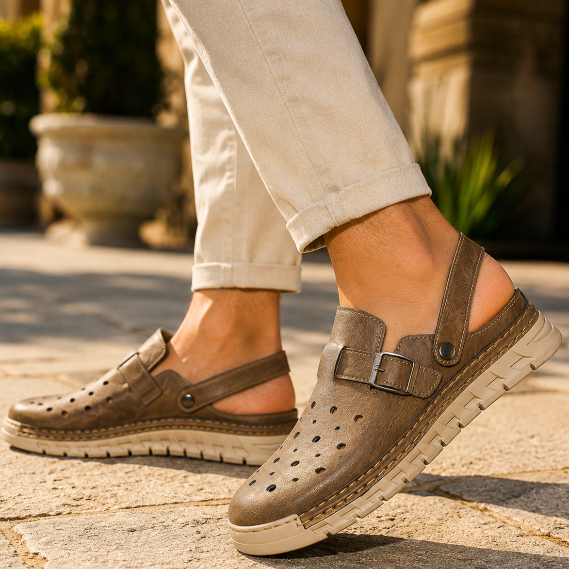 Nero Perforato Leather Mule
