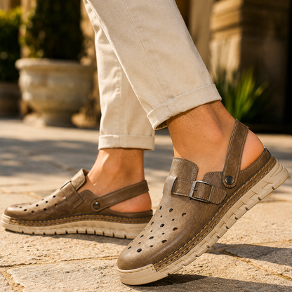 Nero Perforato Leather Mule