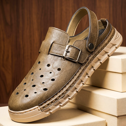 Nero Perforato Leather Mule