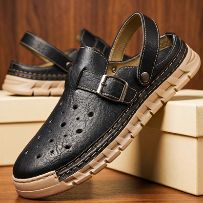 Nero Perforato Leather Mule