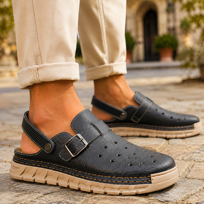 Nero Perforato Leather Mule