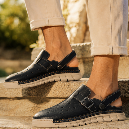 Nero Perforato Leather Mule