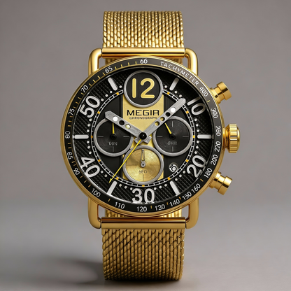 Verdant Dial Gold Mesh Timepiece