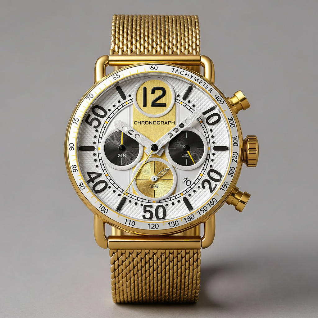 Verdant Dial Gold Mesh Timepiece