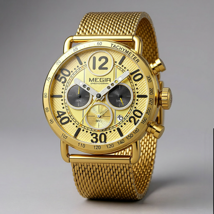 Verdant Dial Gold Mesh Timepiece