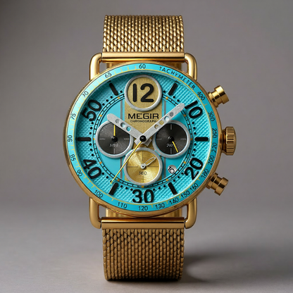 Verdant Dial Gold Mesh Timepiece