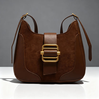 Suede & Leather Hobo with Signature Buckle Detail